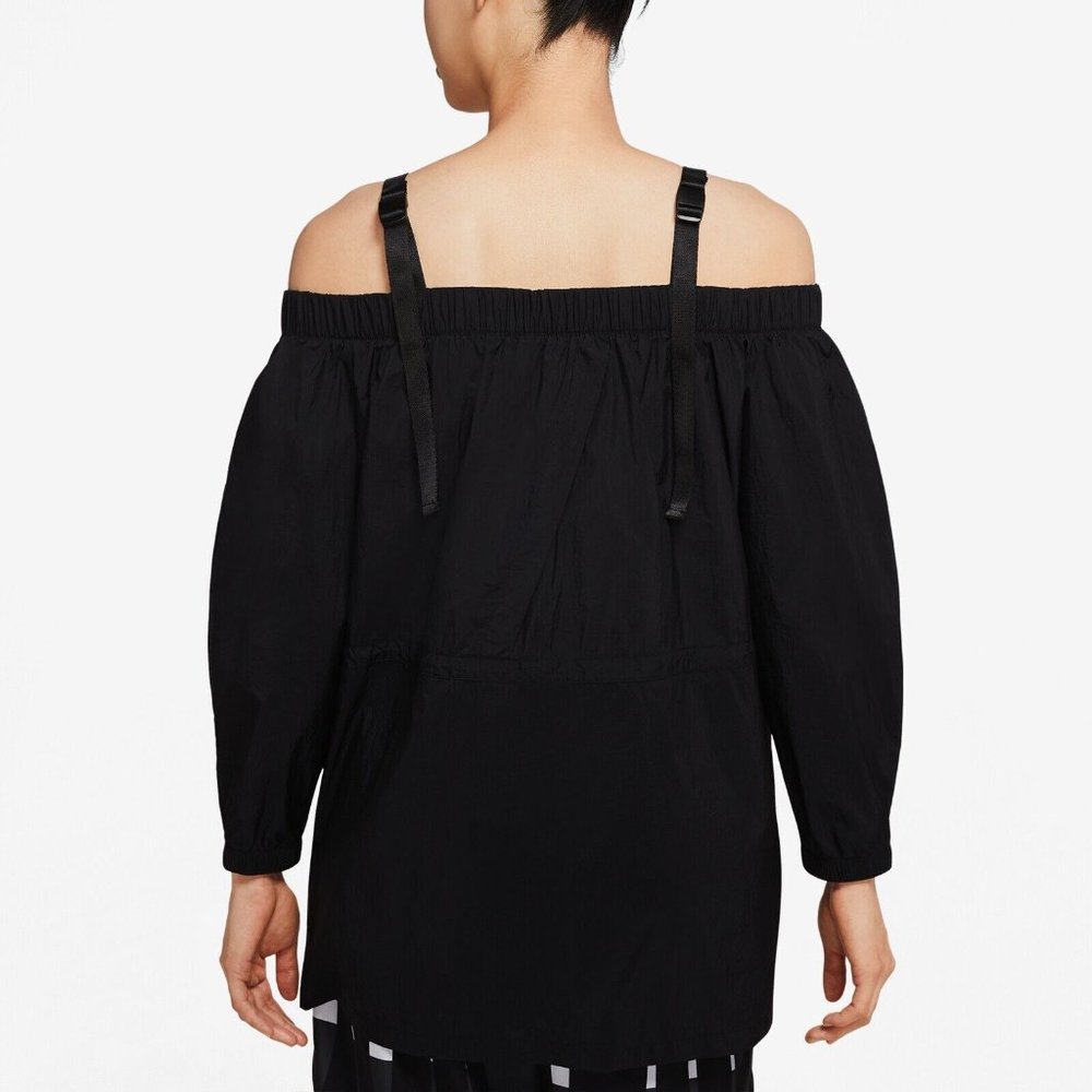 Air Jordan Off-Shoulder Utility Jacket Waist Long Sleeves Black - Picture 13 of 16